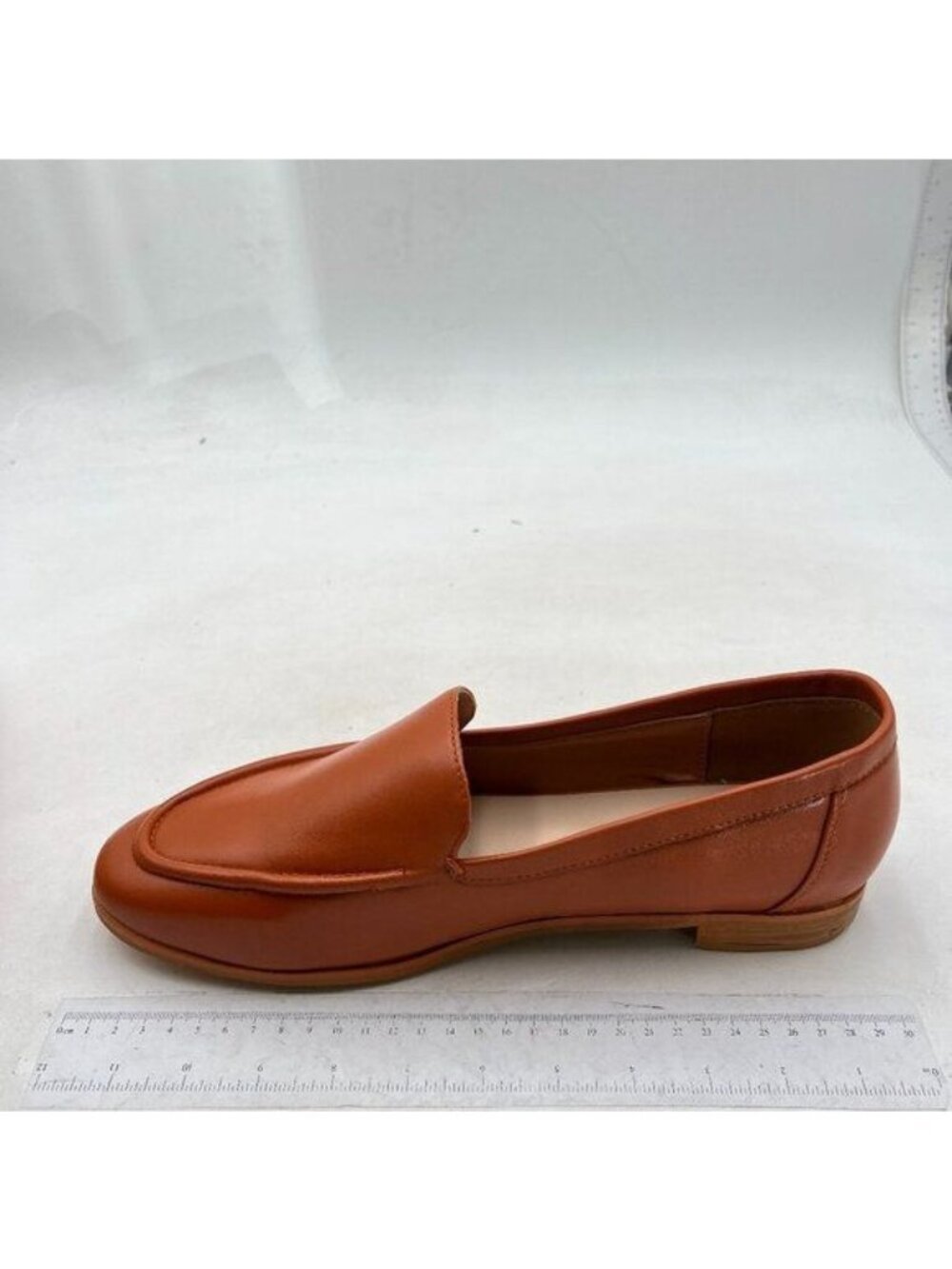FOWT Coffe Wide Width Loafer Shoes Slip On Block Stripped Heel Pointed Toe Flats